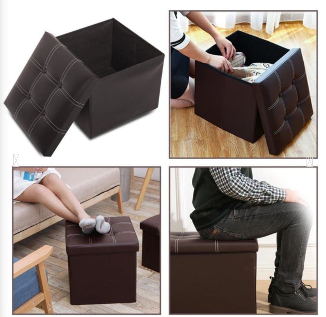 Leather Ottoman/ Storage/ Organizer