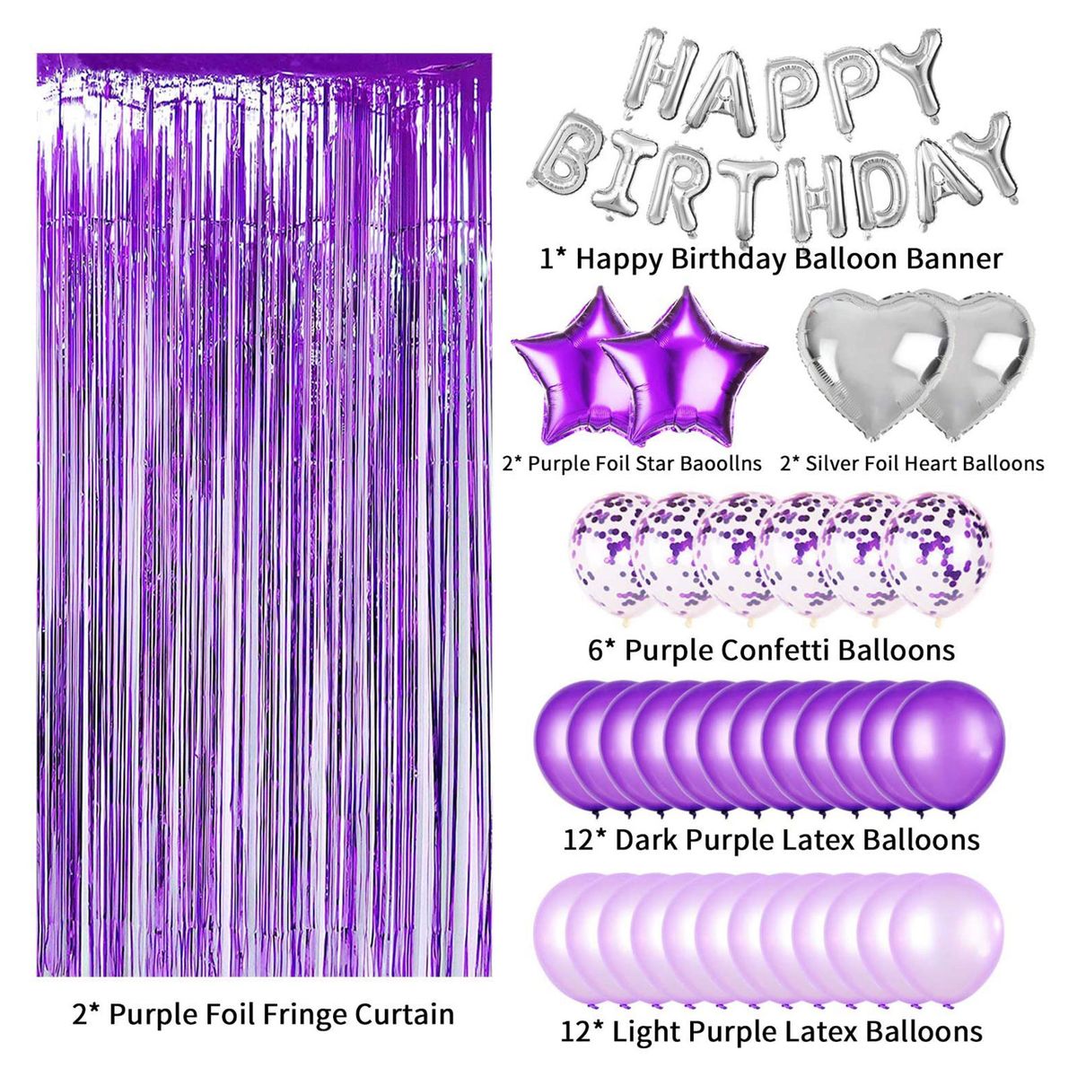 Premium-Quality 37pcs/Balloons Set Indoor   Outdoor Purple