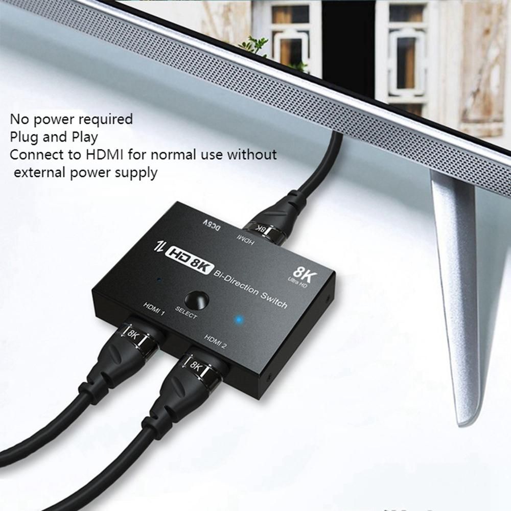 HDMI 2.1 Splitter, 2X1 HDMI 2.1 Switcher,Support 8K 60HZ Resolution/Dynamic HDR, for Xbox PS4/PS5 Projector Monitor Black
