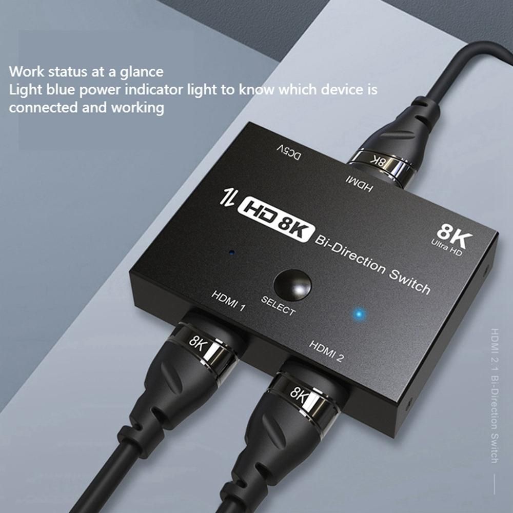 HDMI 2.1 Splitter, 2X1 HDMI 2.1 Switcher,Support 8K 60HZ Resolution/Dynamic HDR, for Xbox PS4/PS5 Projector Monitor Black