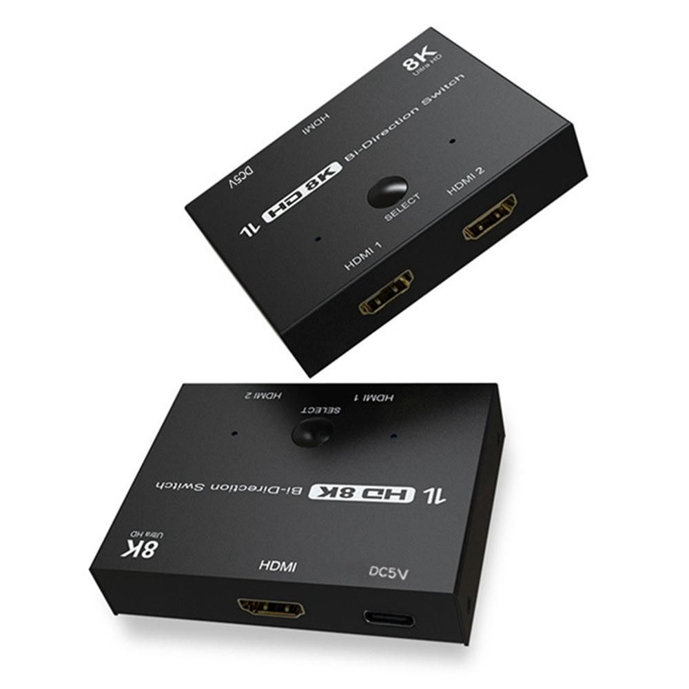 HDMI 2.1 Splitter, 2X1 HDMI 2.1 Switcher,Support 8K 60HZ Resolution/Dynamic HDR, for Xbox PS4/PS5 Projector Monitor Black
