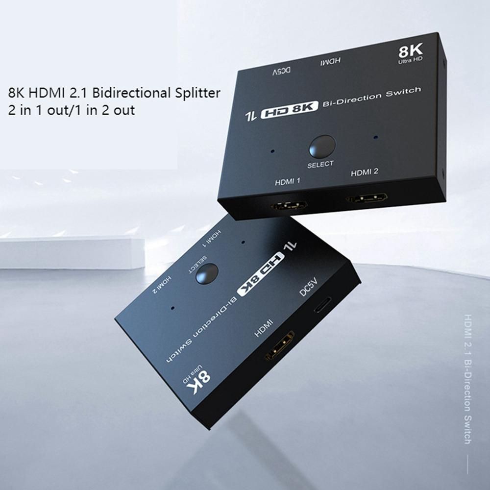 HDMI 2.1 Splitter, 2X1 HDMI 2.1 Switcher,Support 8K 60HZ Resolution/Dynamic HDR, for Xbox PS4/PS5 Projector Monitor Black