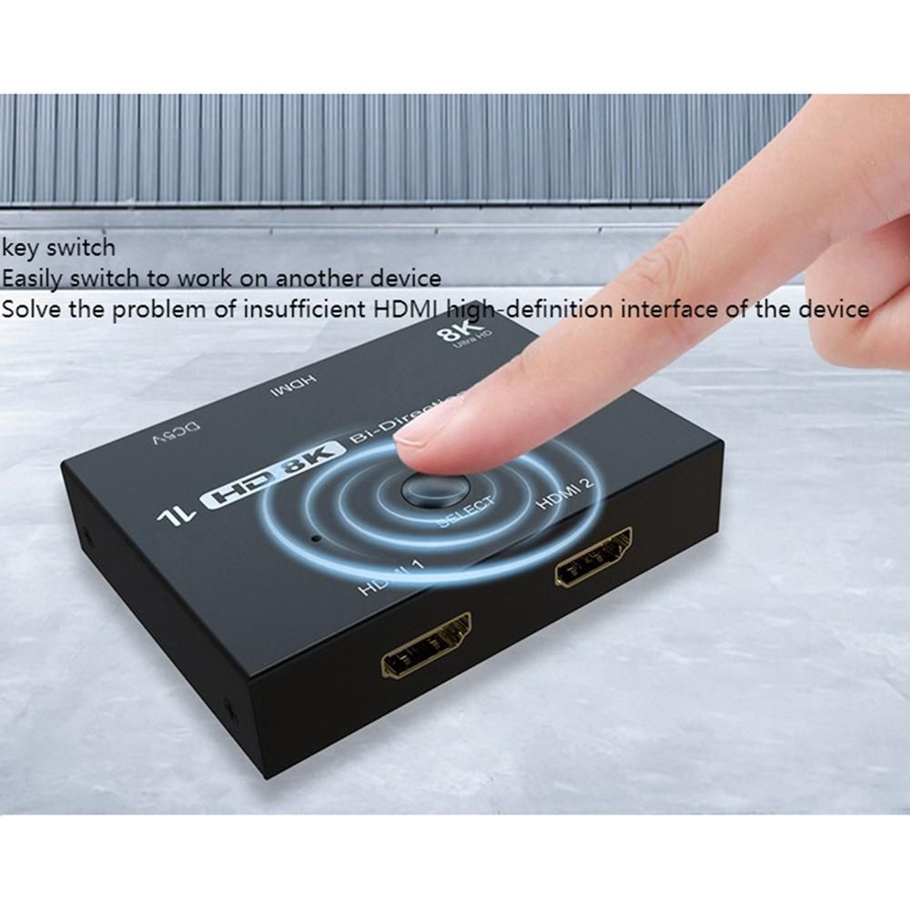 HDMI 2.1 Splitter, 2X1 HDMI 2.1 Switcher,Support 8K 60HZ Resolution/Dynamic HDR, for Xbox PS4/PS5 Projector Monitor Black