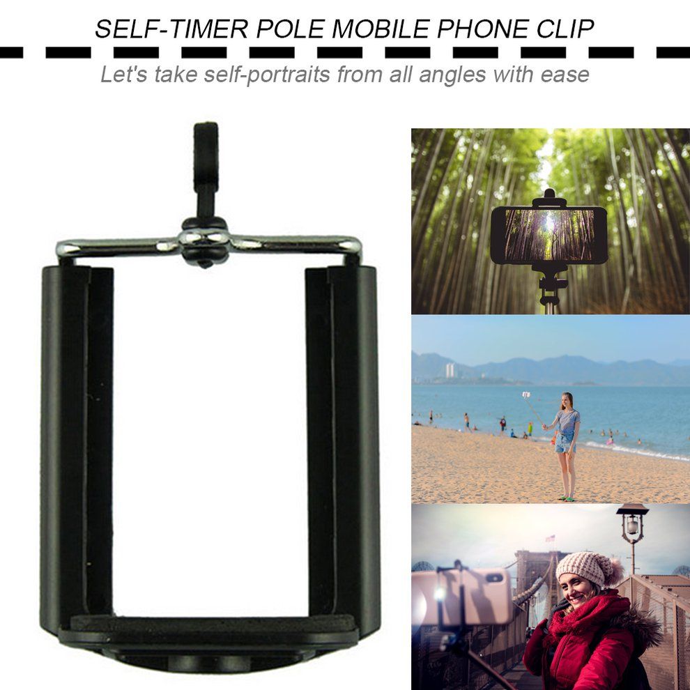 Tripod Mount Adapter Cell Phone Holder Clip Camera Bracket For IPhone Samsung-Black