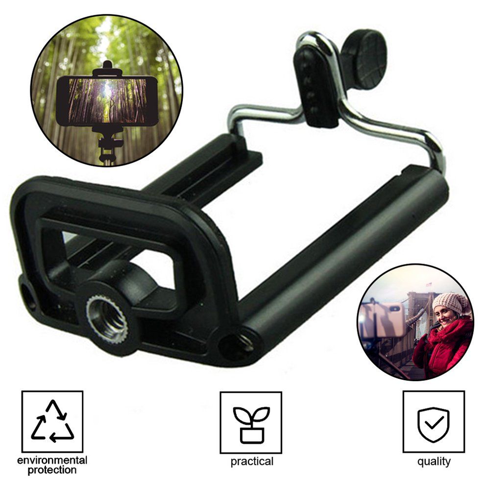 Tripod Mount Adapter Cell Phone Holder Clip Camera Bracket For IPhone Samsung-Black