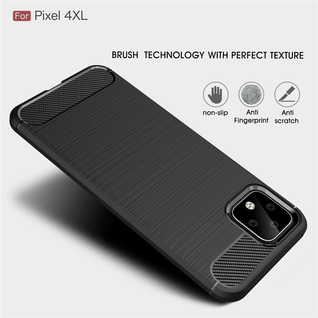 Brushed Texture Carbon Fiber TPU Case For Google Pixel 4XL(Black)