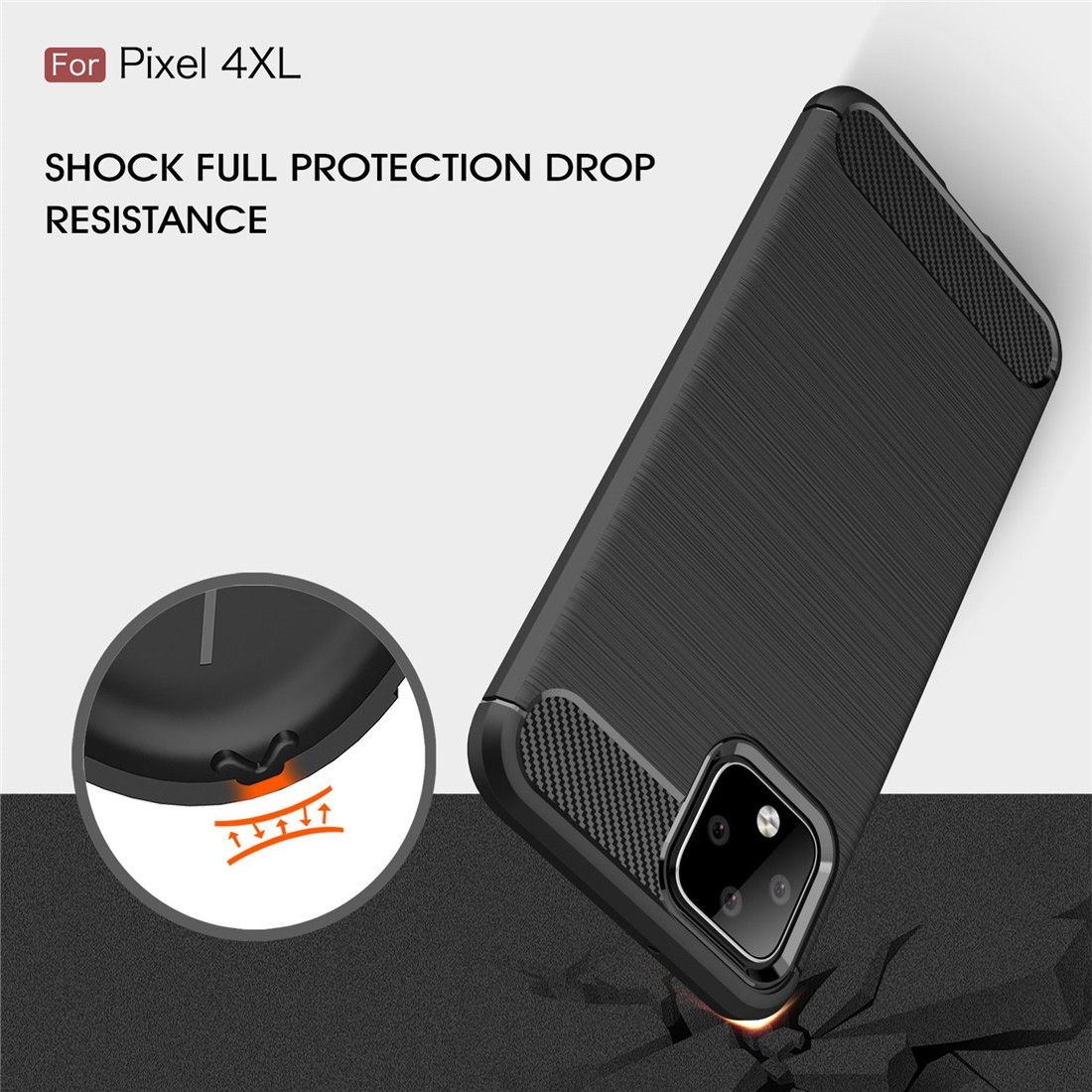 Brushed Texture Carbon Fiber TPU Case For Google Pixel 4XL(Black)