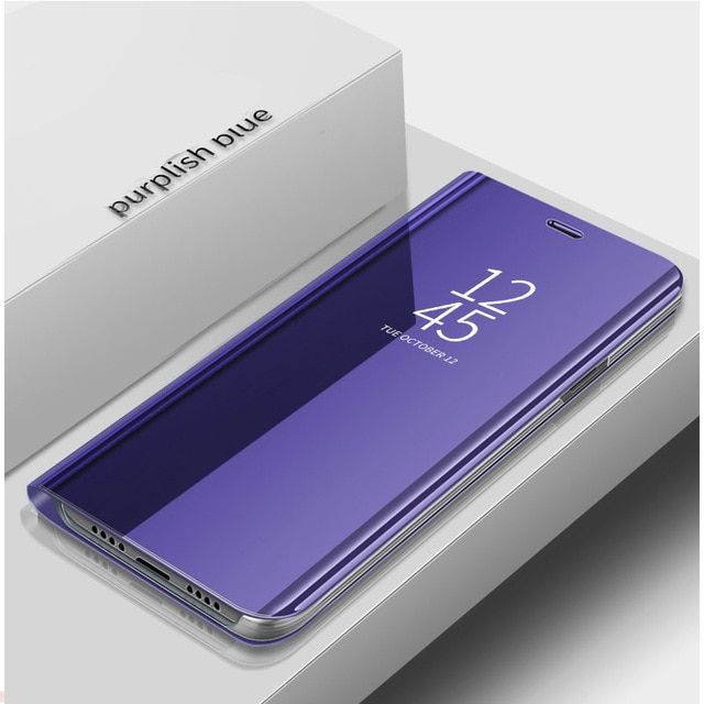 Sumsung S 22 Ultra Case Smart Mirror Leather Flip Cover For Samsung Galaxy S22 Ultra Plus 5G Magnetic Book Stand Coque S22Ultra-purple