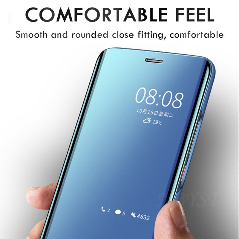 Mirror Flip Case For Huawei P20 P30 P10 P9 P8 Lite Pro 2017 Protective Shell Cover On Hauwei Mate 30 20 Lite Pro Nova 6 SE Coque-Gold