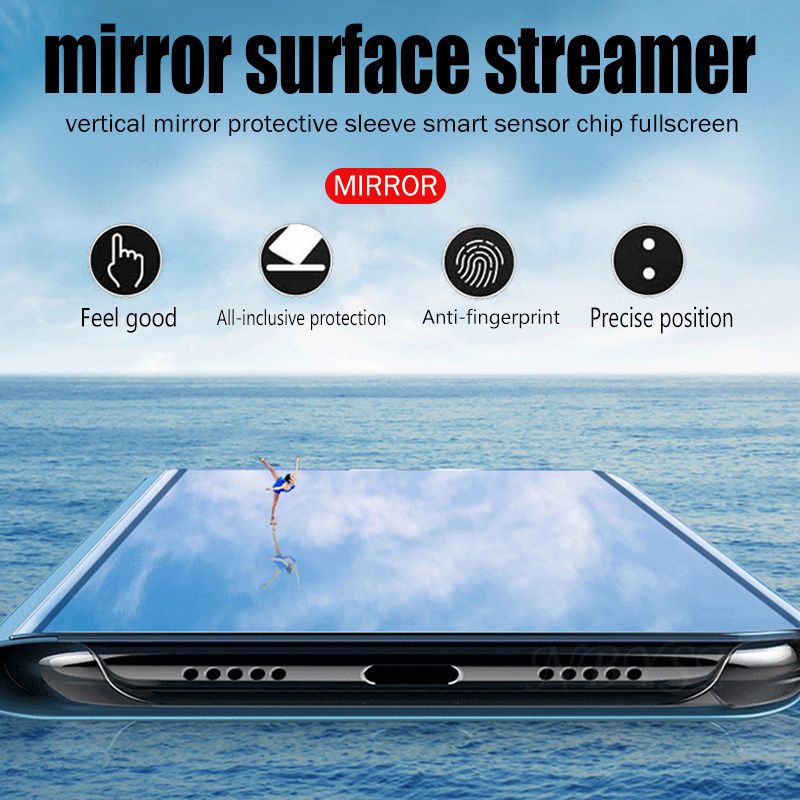 Mirror Flip Case For Huawei P20 P30 P10 P9 P8 Lite Pro 2017 Protective Shell Cover On Hauwei Mate 30 20 Lite Pro Nova 6 SE Coque-Gold