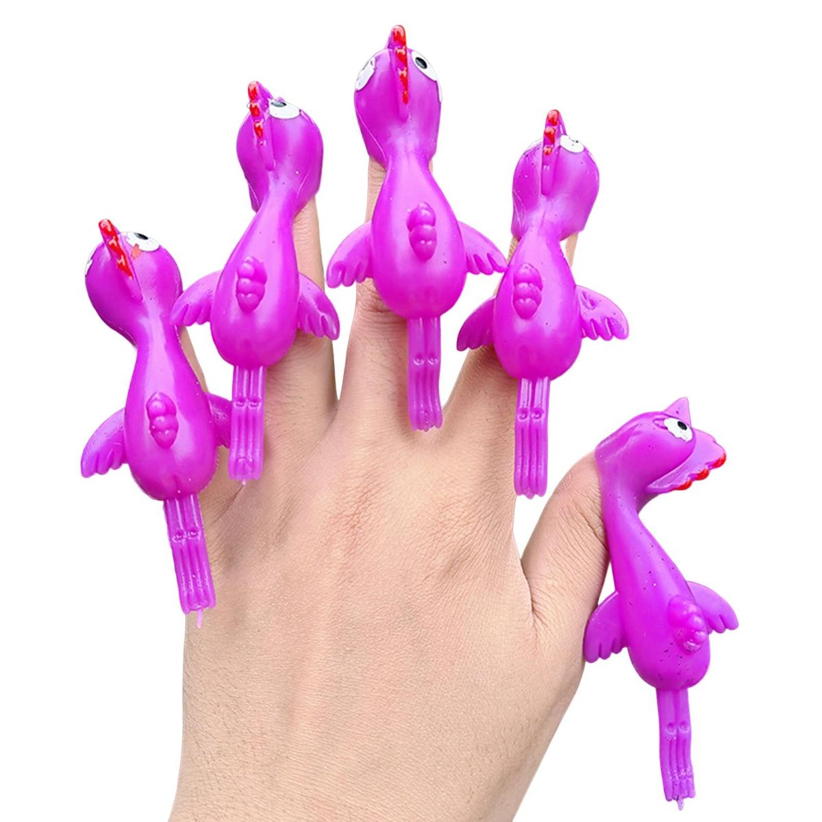 5PcsSet Chicken Fidget Toy Turkey Launcher Finger Toy Purple