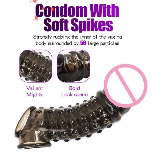 Reusable Condom With Soft Spikes For Penis Enlargement
