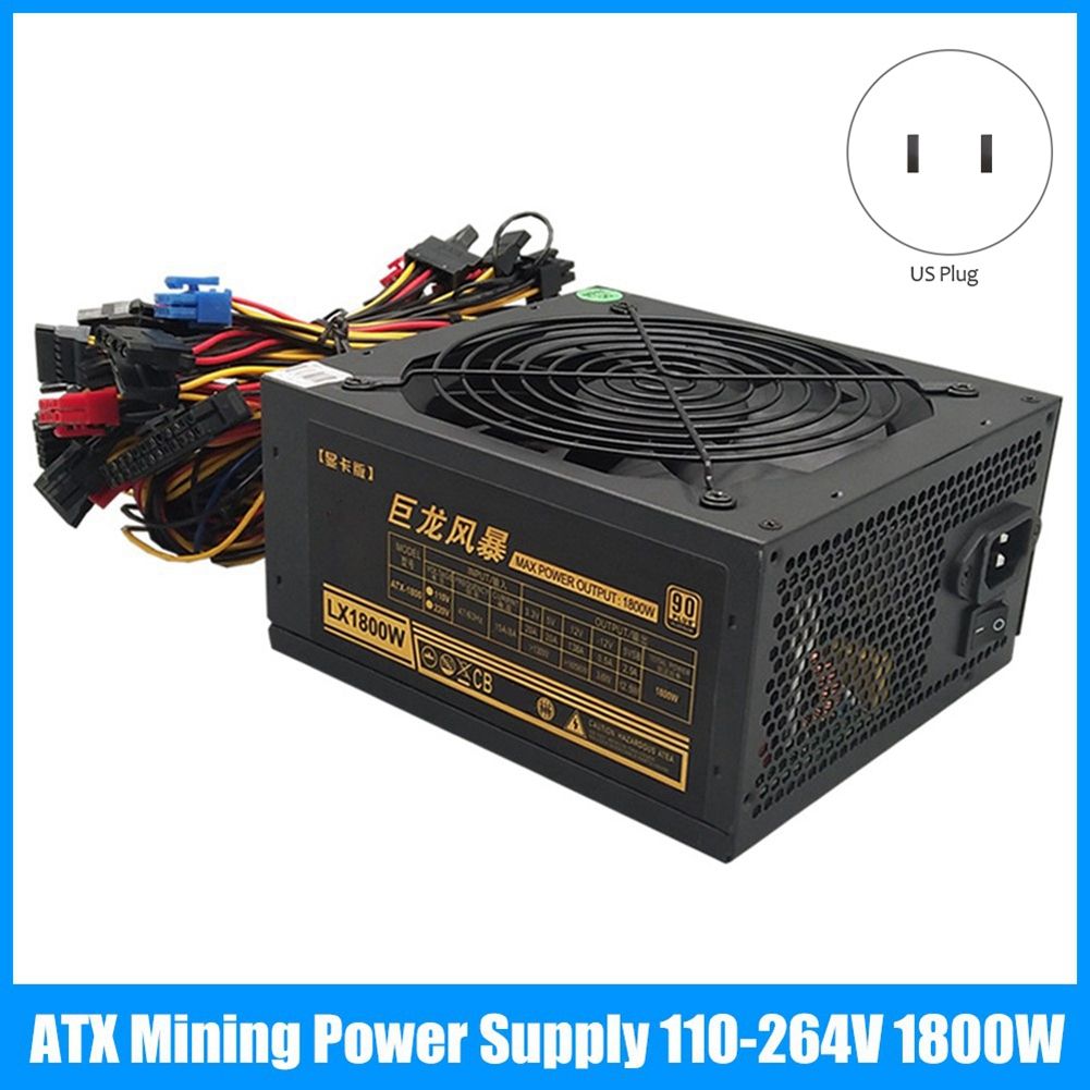 1800W Mining Power Supply AC110V PSU Support 8 Graphics