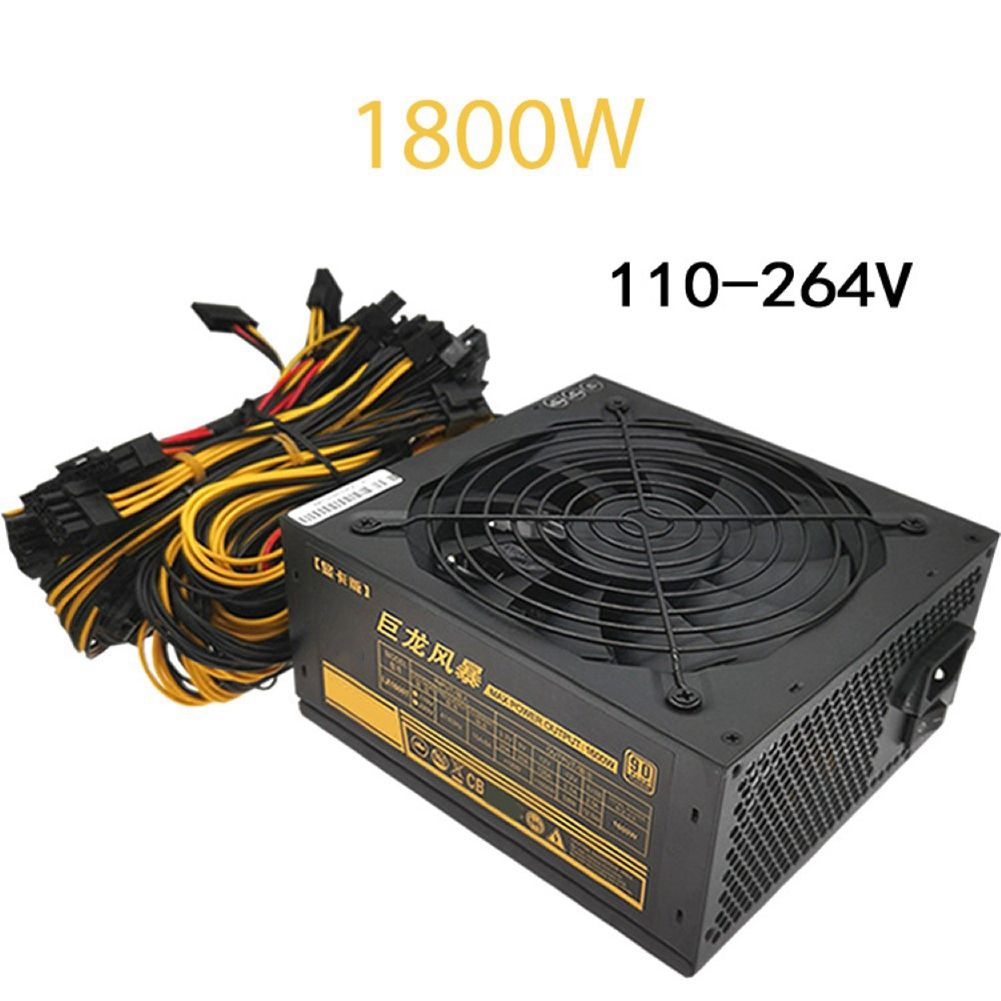1800W Mining Power Supply AC110V PSU Support 8 Graphics