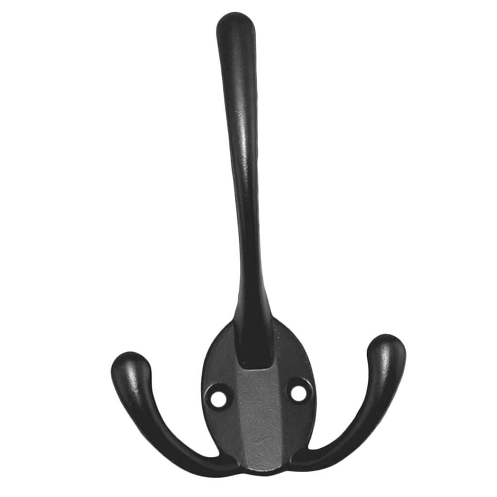 Three Prongs Coat Hooks Double Rustic Hooks For Bath Kitchen Black