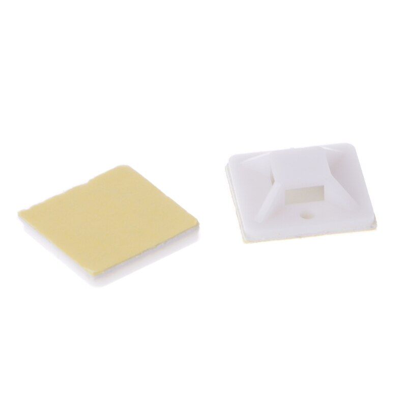 100 PCS Plastic Adhesive Rectangle Wire Cable Clip Clamp Mount 20X 20mm
