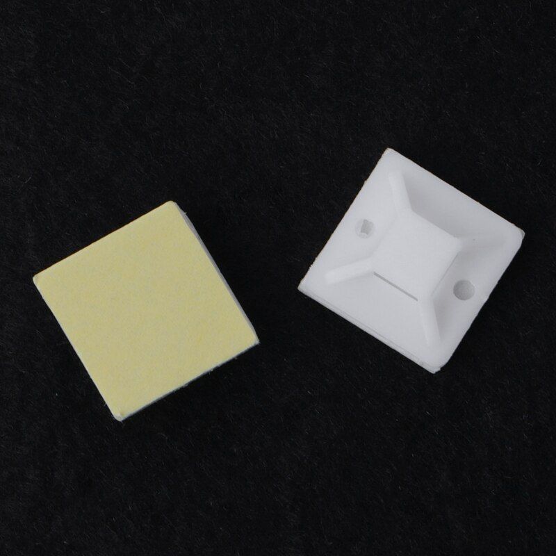 100 PCS Plastic Adhesive Rectangle Wire Cable Clip Clamp Mount 20X 20mm