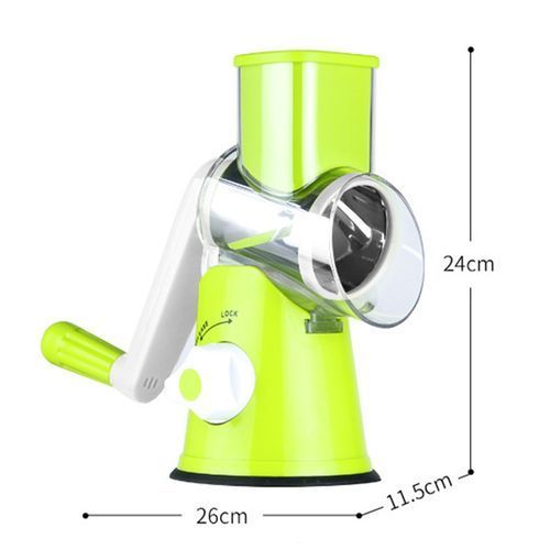 Multi-function Cutting Machine Fruit And Vegetable Chopper Slicer Manual Shredder Grater Stainless Steel Drum Shredder（Green）