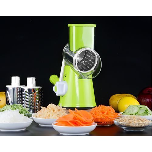 Multi-function Cutting Machine Fruit And Vegetable Chopper Slicer Manual Shredder Grater Stainless Steel Drum Shredder（Green）