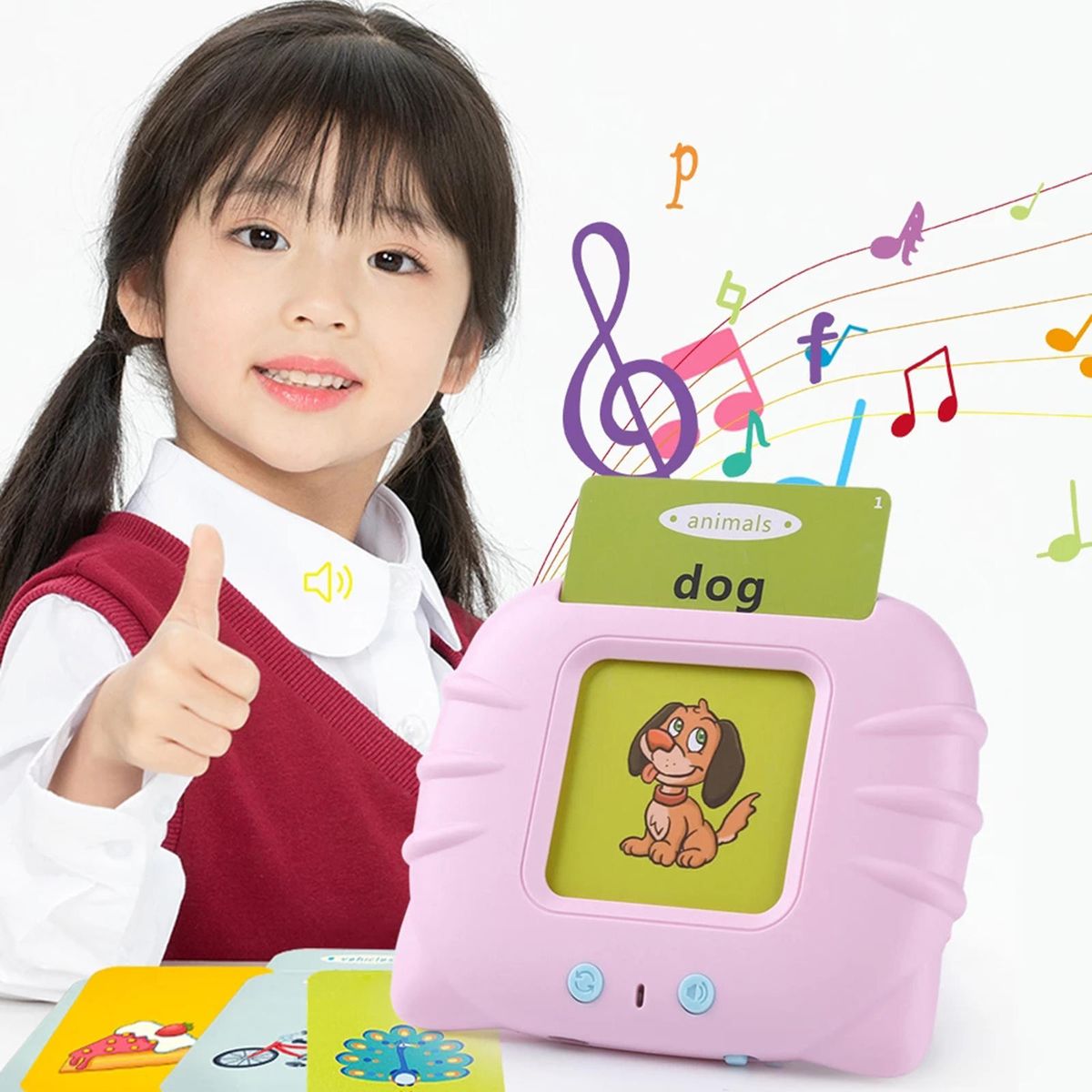 224Pcs Flash Cards,Learning Machine Blue English Version
