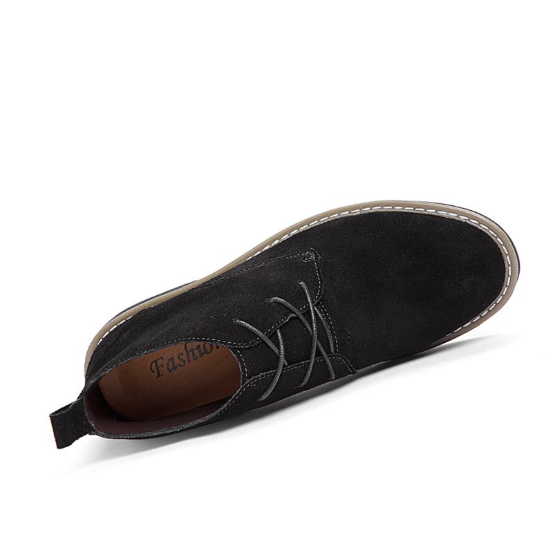 Male Oxford Boots Lace-up Leather Dress Fashion Black