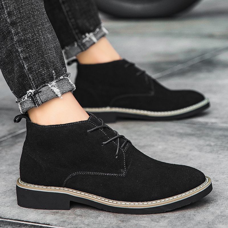 Male Oxford Boots Lace-up Leather Dress Fashion Black