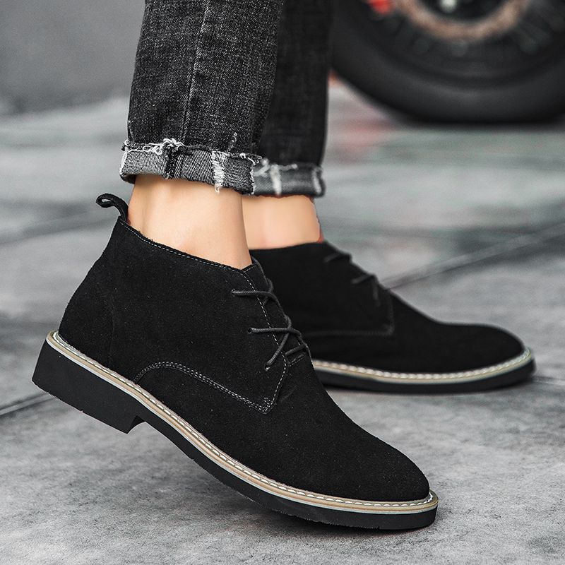 Male Oxford Boots Lace-up Leather Dress Fashion Black