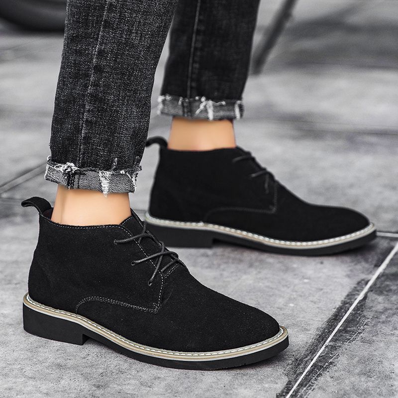 Male Oxford Boots Lace-up Leather Dress Fashion Black