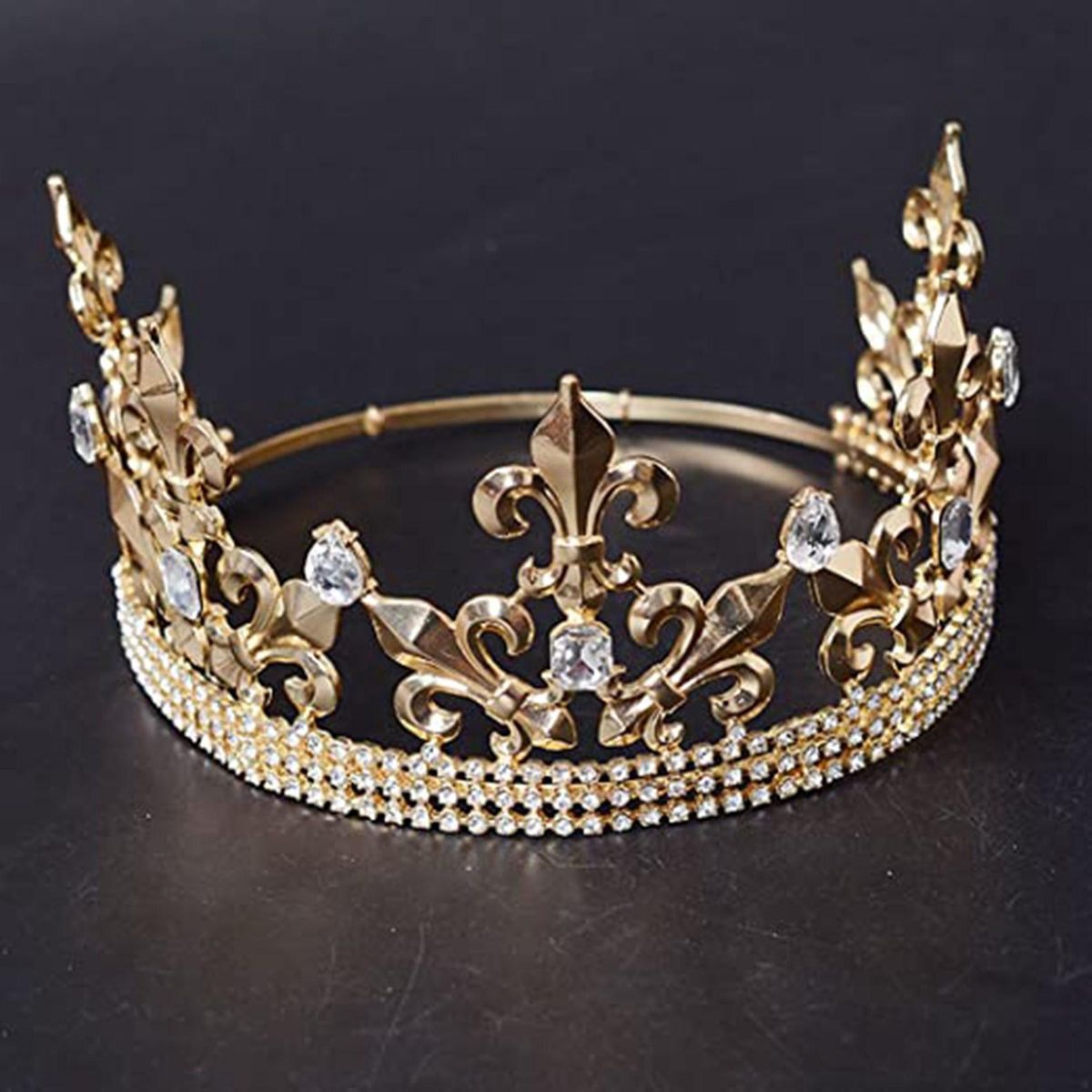 Gold King Crown for Men Adjustable Imperial Medieval