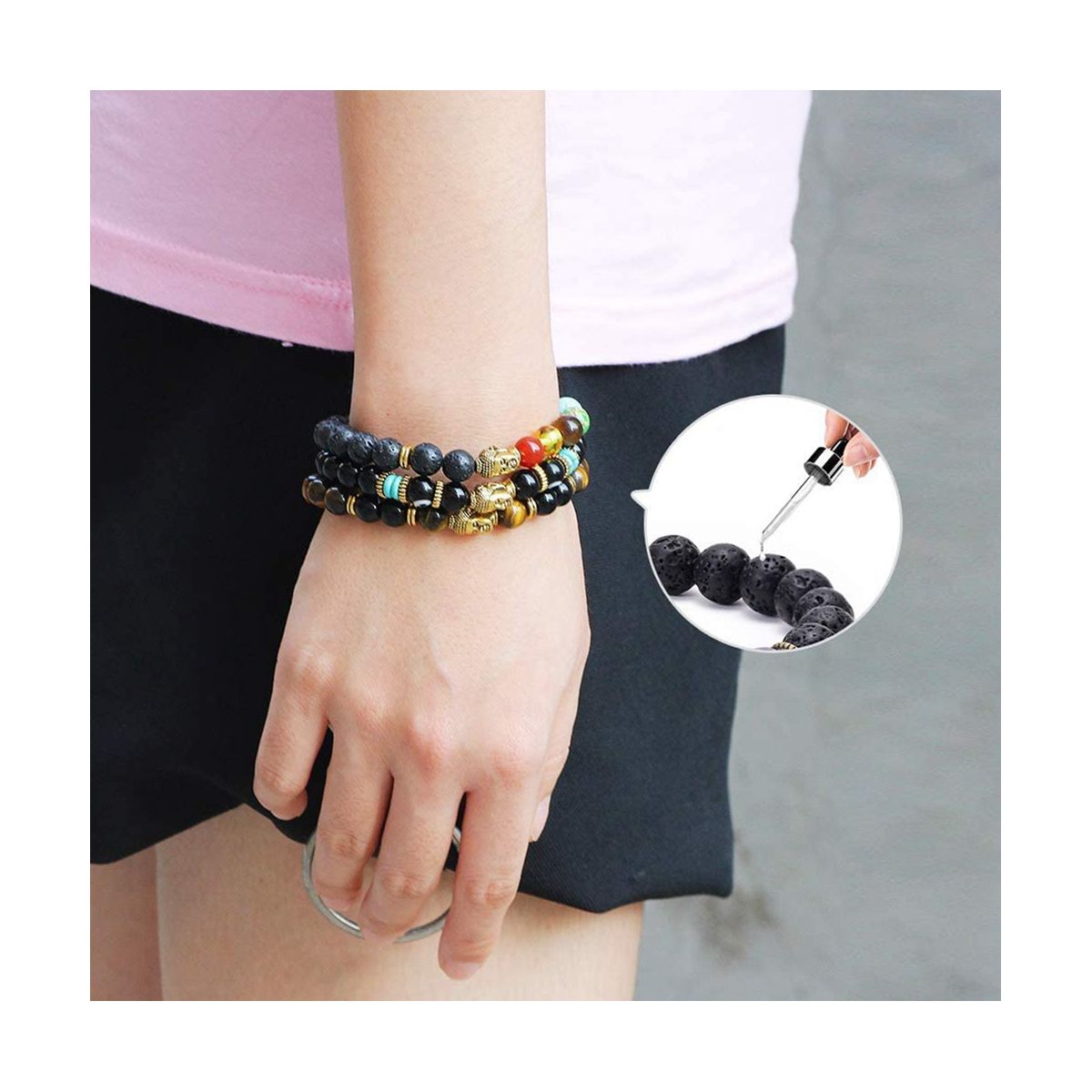 Lava Beads Kit Lava Stone Rock Beads Chakra Beads Spacers