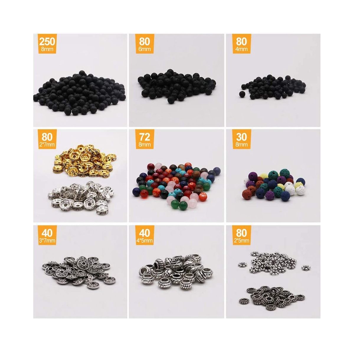 Lava Beads Kit Lava Stone Rock Beads Chakra Beads Spacers