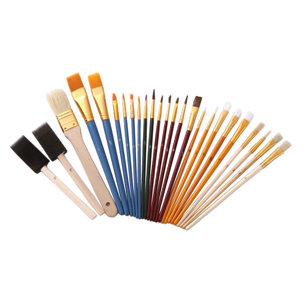 25 Pieces Artists  Brush Set  Brush Foam Sponge Brush