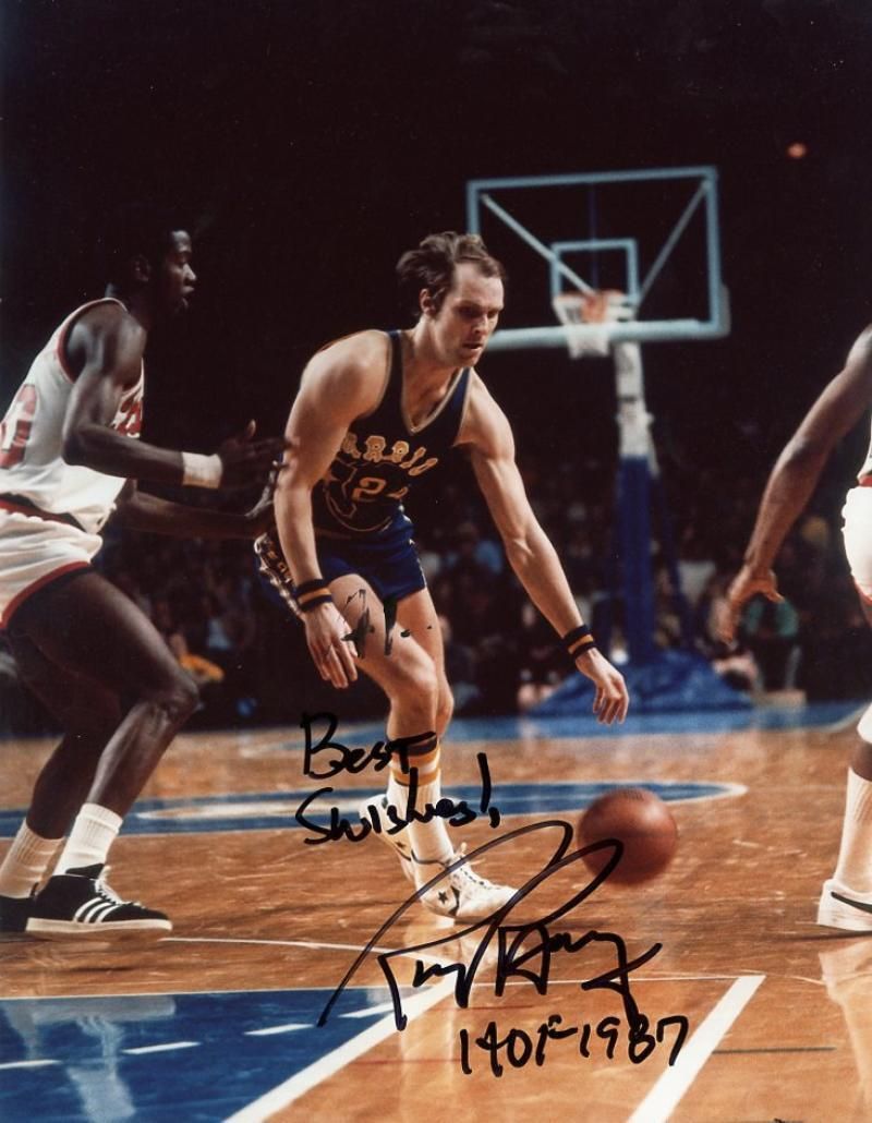 RICK BARRY GOLDEN STATE WARRIORS SIGNED AUTOGRAPHED HOF 1987 8X10 Photo Poster painting W/COA