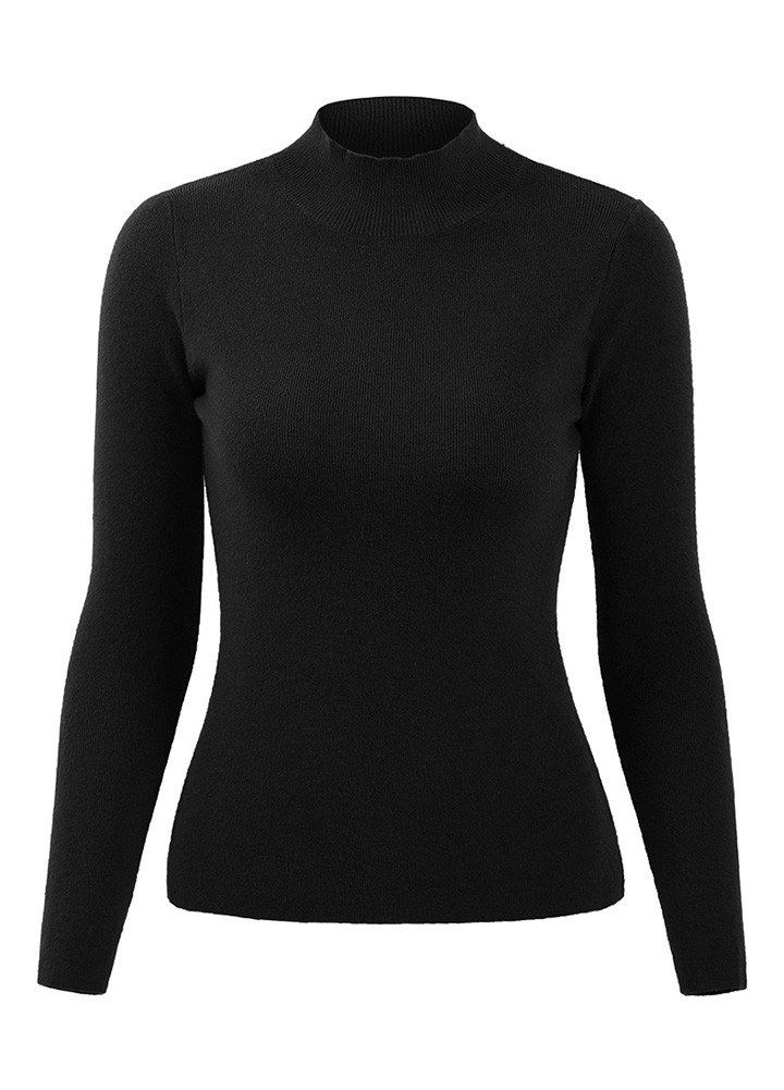 Casual Women Autumn Winter Basic Knitted Sweater Solid Color