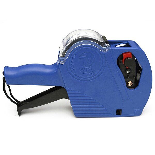 MX-5500 EOS 8 Digits Price Tag Labeler +5000 White W/Red Lines Labels +1 Ink - Intl Blue