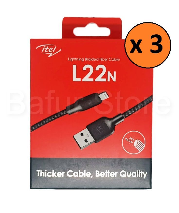 Lightning Braided Fibre USB Cable - 3pcs
