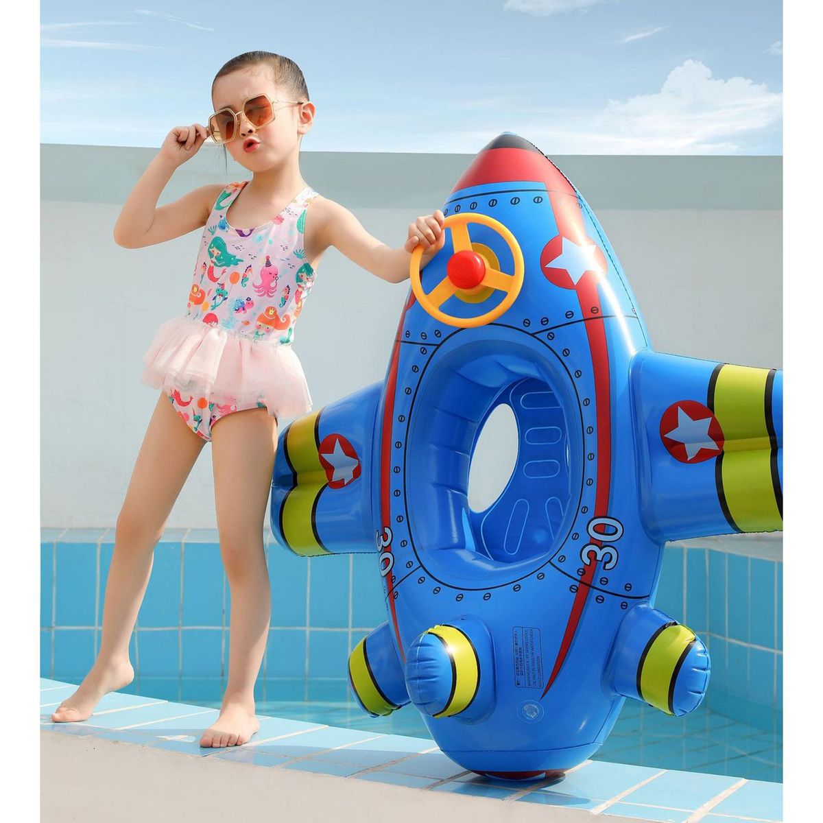 Swimming Baby Inflatable Airplane Swimming Float Seat Boat Style 2