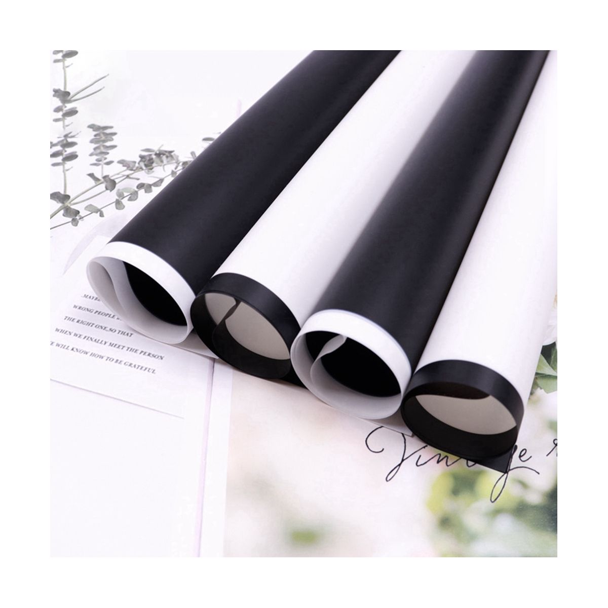 20PC White Border Flower Wrapping Papers Line Fog Surface Gi