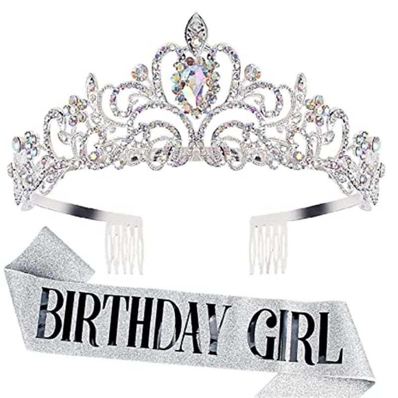 Girl Queen Satin Sash Crystal Crown