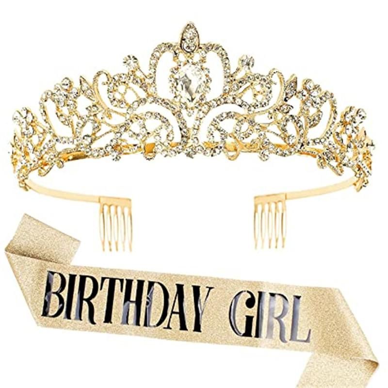 Girl Queen Satin Sash Crystal Crown