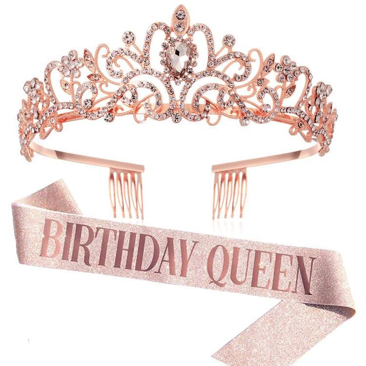 Girl Queen Satin Sash Crystal Crown