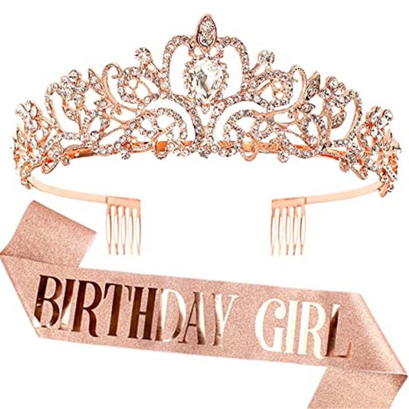 Girl Queen Satin Sash Crystal Crown