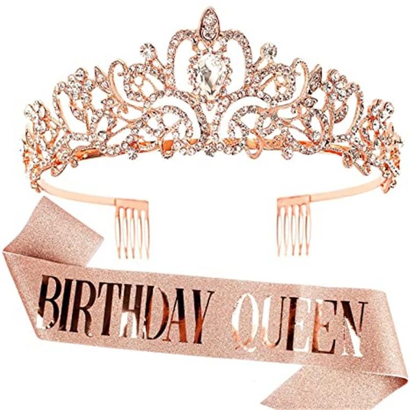 Girl Queen Satin Sash Crystal Crown
