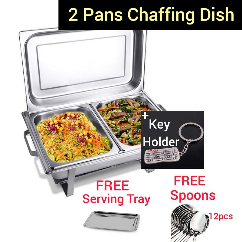 2 Pan Food Warm -Serve Chafing Dish+Gifts + Key Holder