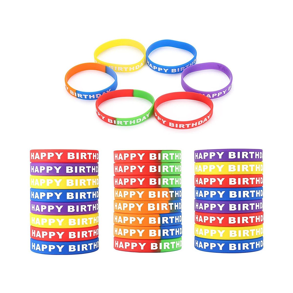 18Pcs,Colored Bracelets for Birthday Party Supplies Favors 6 Styles