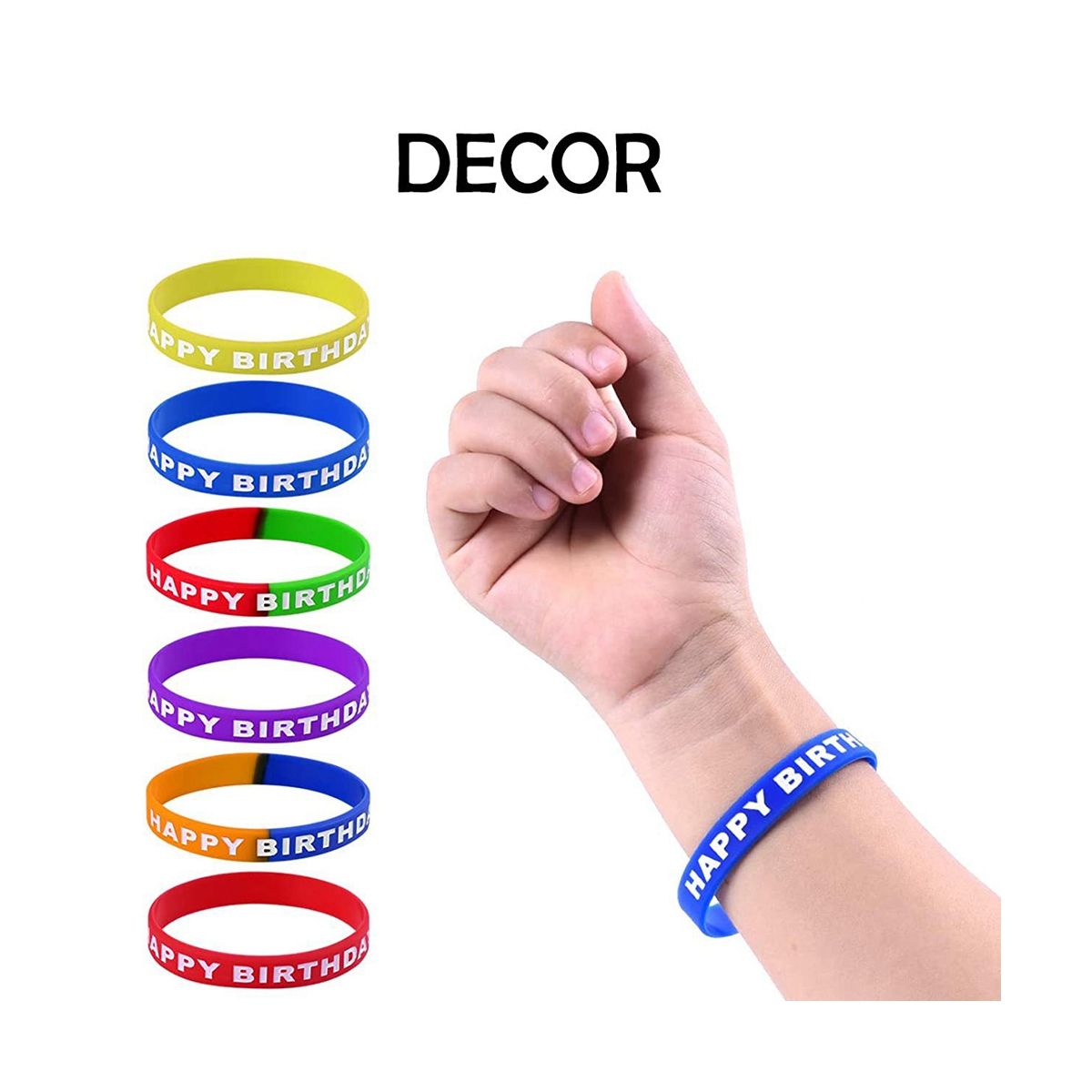 18Pcs,Colored Bracelets for Birthday Party Supplies Favors 6 Styles