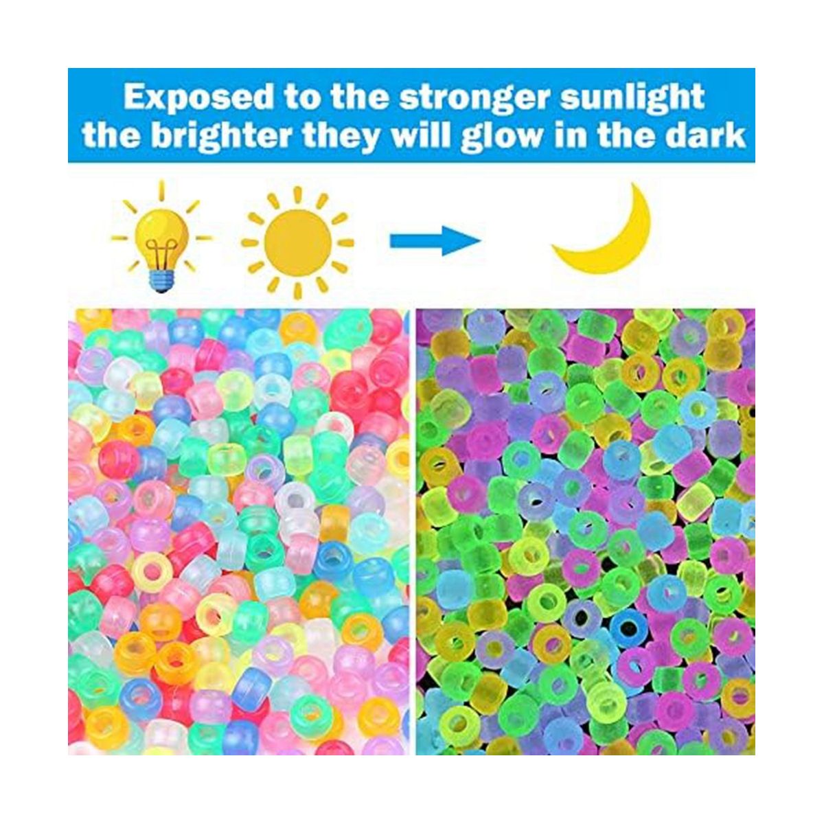 1900Pcs Glow in the Dark Beads Mix 9 Colors Glow Beads