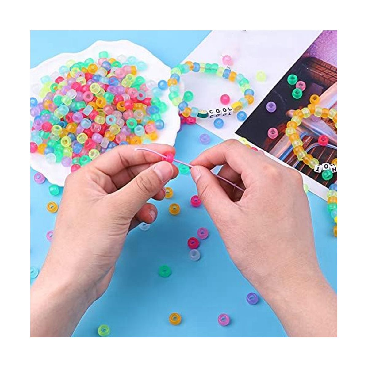 1900Pcs Glow in the Dark Beads Mix 9 Colors Glow Beads