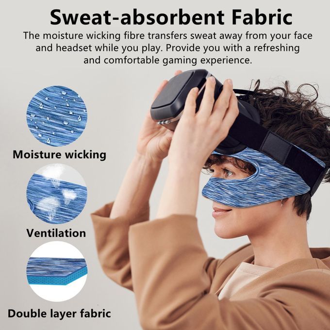 VR Face Cover Mask For Quest 2 Sweat Band Design Breathable Black