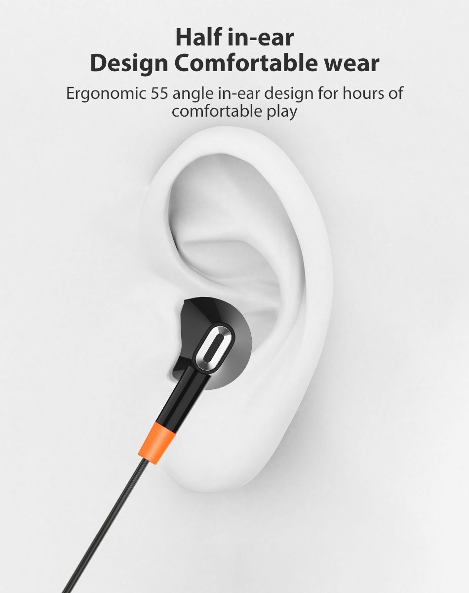 E11 Half In-Ear Wired Earphones With Microphone
